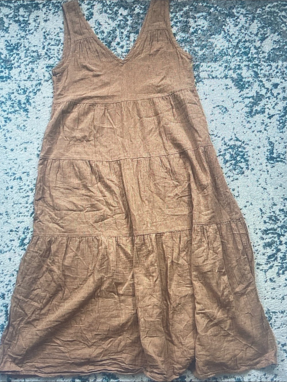 Quince Brown Tiered V-Neck Maxi Dress